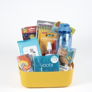 Small teacher appreciation gift basket with school supplies