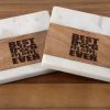 Best Dog Mom Ever laser engraved marble and acacia wood square coasters set for gift baskets.