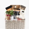 Custom Realtor Closing Gift Basket with Personalized Cutting Board and Engraved Wine Glasses