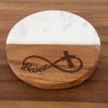 Ohio Basket Chic Christian marble wood coaster with engraved cross infinity design