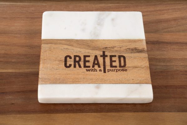 Ohio Basket Chic Created with a Purpose Christian wood and marble coasters square shaped for religious gifts