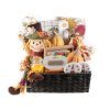 Large fall harvest gift basket with felt pumpkins, gnome, and autumn home decor