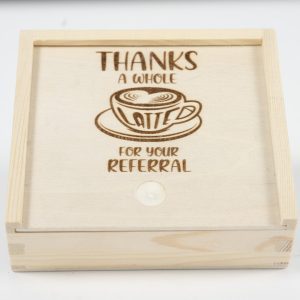 Ohio Basket Chic wooden thanks a whole latte referral gift card box for realtors and corporate clients