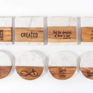 Inspirational Christian gifts laser engraved wooden coasters by Ohio Basket Chic