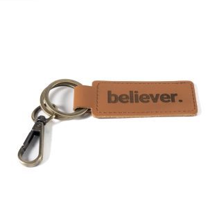 Laser engraved wooden Believer key chain from Ohio Basket Chic optimized as gifts for Christian friends.
