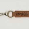 Personalized laser engraved keychain with custom text and double sided logo options by Ohio Basket Chic.