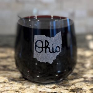 Pair of laser etched Ohio State rocks glasses with Script Ohio design