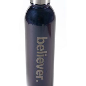 Laser engraved Believer Christian stainless steel tumbler in blue and purple gradient