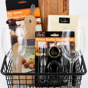 Personalized Celebration with 2 Riedel Wine Glasses & Custom Cutting Board