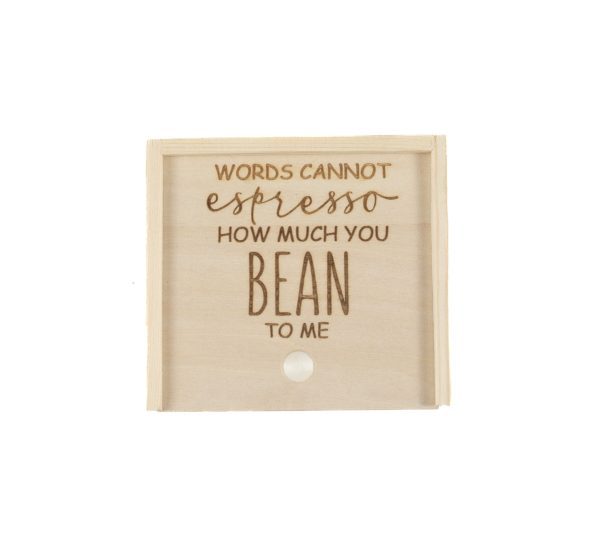 Laser engraved birch wood corporate coffee gift box by Ohio Basket Chic featuring sliding lid