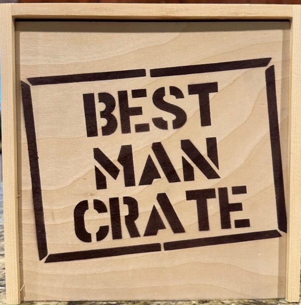 Ohio Basket Chic birch wood best man gift box wooden crate with stenciled lettering