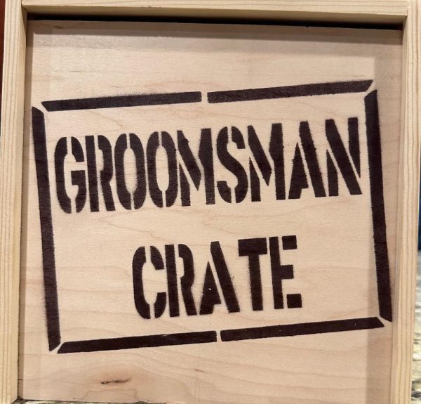 Ohio Basket Chic Groomsman Crate wooden gift box with stenciled lettering for wedding party gifts