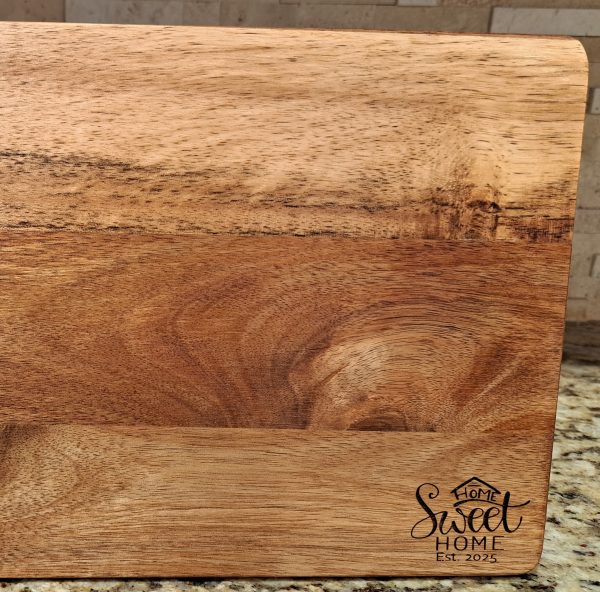 Personalized Home Sweet Home Acacia Wood Cutting Board for Realtor Closing Gift