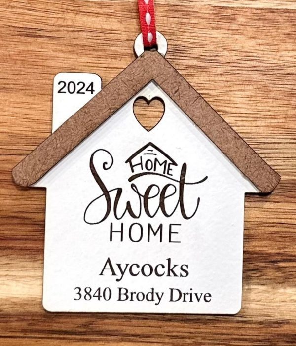 Personalized Home Sweet Home 2024 Ornament for Housewarming and Realtor Closing Gifts.