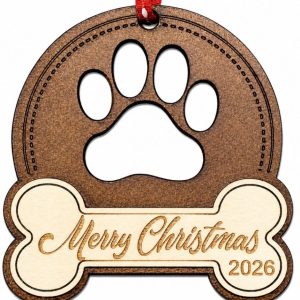 Pawprint Merry Christmas Ornament with Current Year