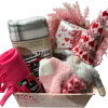 Ohio Basket Chic Valentines kitchen and home basket featuring a plush gnome and holiday candles as a Valentine Day gift for women
