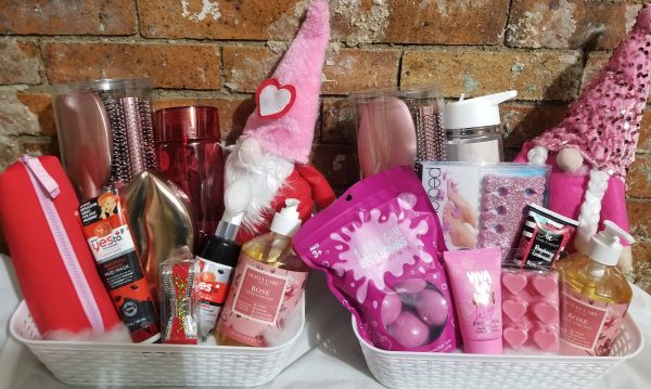 Medium Women's Spa Gift Basket with bath bombs and self-care products for Valentine's Day.