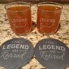 The Legend Has Retired Whiskey Glass and Slate Coaster Set for Retirement Gift