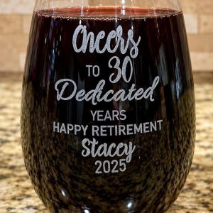 Personalized Retirement Wine Glass - Add Name and Number of Years