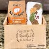Bulk corporate appreciation gift boxes 25 pack with laser engraved custom business logo on wooden slide box holding gourmet bread mix and kitchen towel.