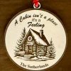 Handcrafted Ohio Basket Chic personalized cabin Christmas ornament made of white birch wood engraved with a family name.