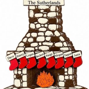 Personalized Fireplace Ornament with Stockings - Up to 8 Names