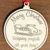 Ohio Basket Chic handcrafted white birch wood ornament featuring laser engraving for payroll company employees holiday gifts.