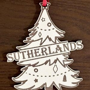 Ohio Basket Chic personalized Christmas tree ornament laser engraved with custom family name