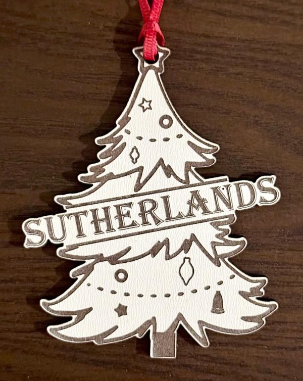 Ohio Basket Chic personalized Christmas tree ornament laser engraved with custom family name