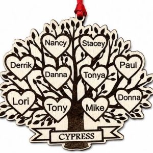 Family Tree Ornament - Up to 10 Names -Single Layer