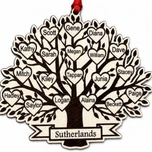 Family Tree Ornament - Up to 20 Names - Single Layer