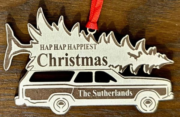 Personalized Griswold Family Vacation Ornament wood engraved custom Christmas station wagon