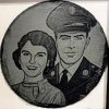Ohio Basket Chic personalized family photo ornament laser engraved on 4 inch raw edge slate stone for wedding anniversary gift