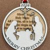 Handcrafted laser engraved wood nativity scene ornament with two dimensional natural birch manger scene