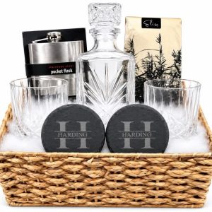 Personalized Bourbon Decanter Set Custom Whiskey Gift Basket