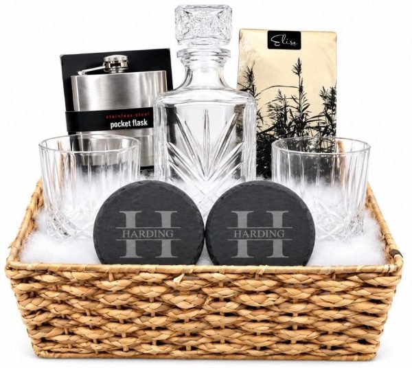 Personalized Bourbon Decanter Set Custom Whiskey Gift Basket