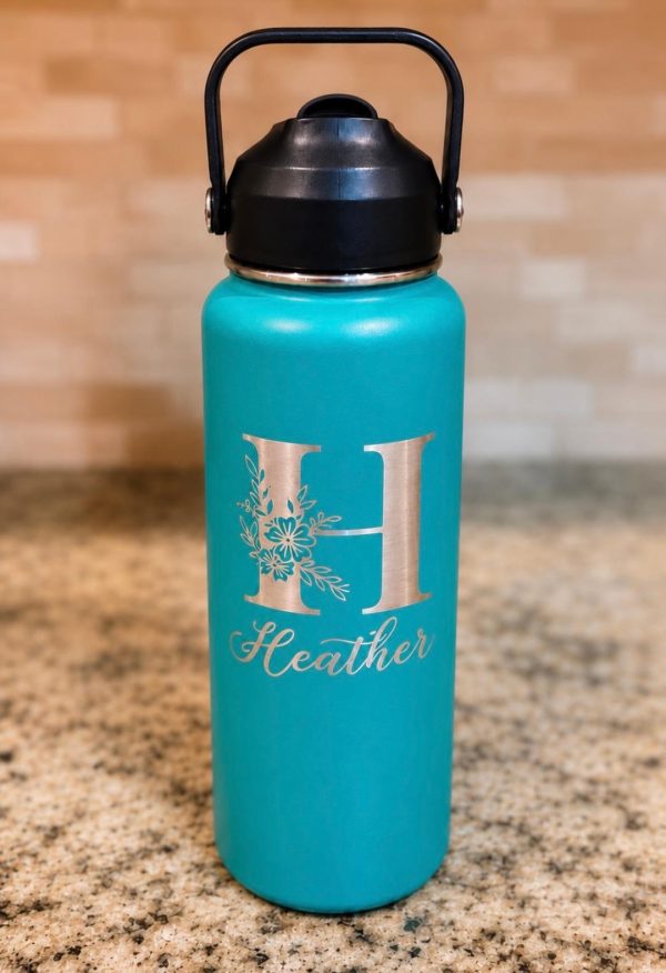 Personalized 32 oz stainless steel tumbler with corporate logo engraving