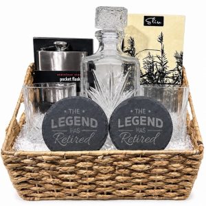 Retirement Bourbon Decanter Set Custom Whiskey Gift Basket