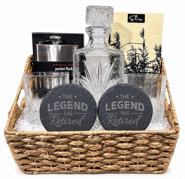Retirement Bourbon Decanter Set Custom Whiskey Gift Basket